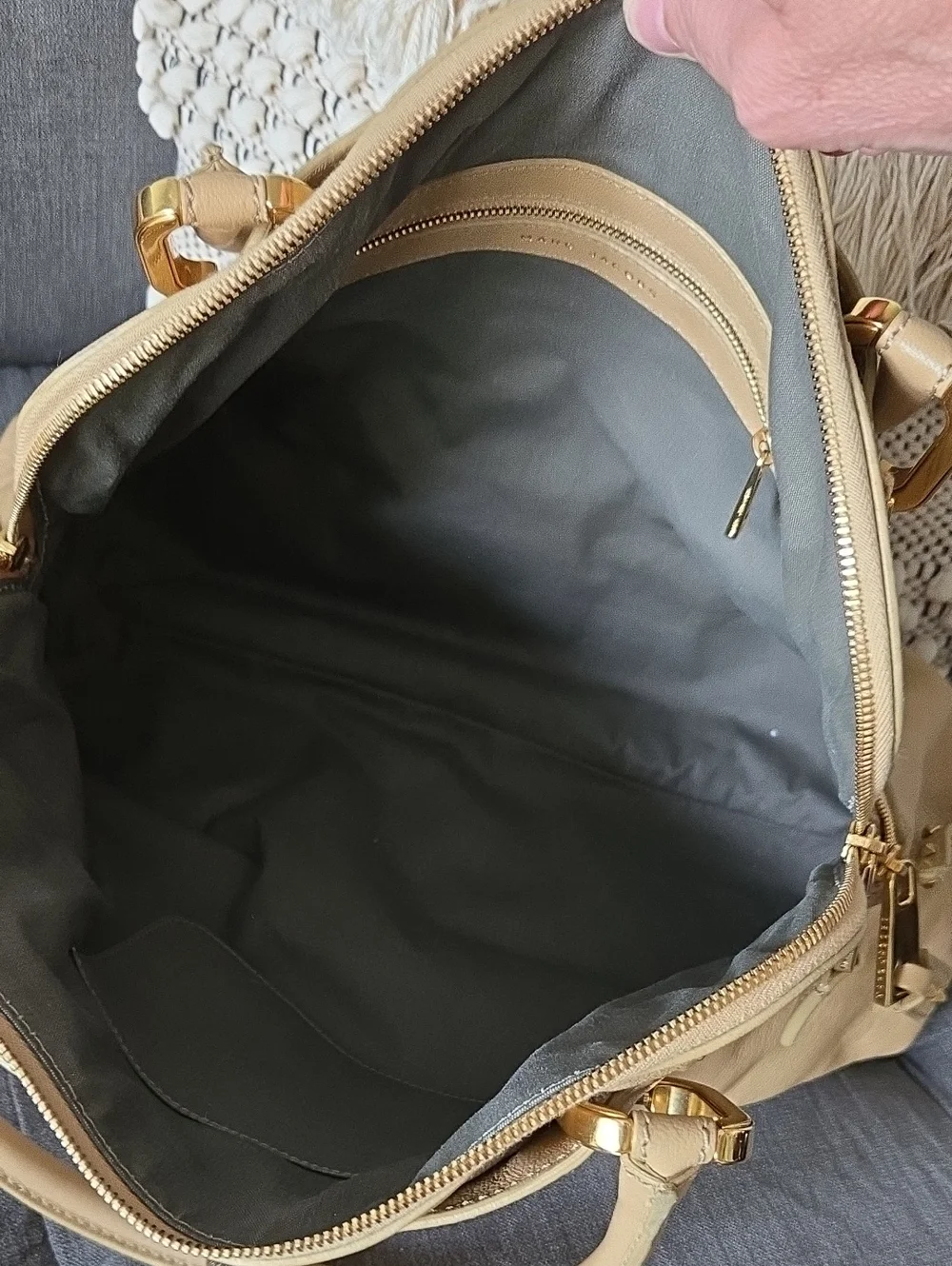 Marc Jacobs Beige Leather Paradise Rio Top-Handle Satchel with Gold Hardware